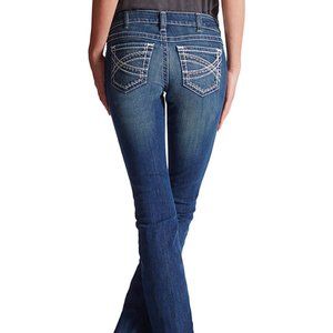 Ariat Mid Rise Boot Cut Real Riding Jeans | Indigo | Embroidered | VGUC | 30R